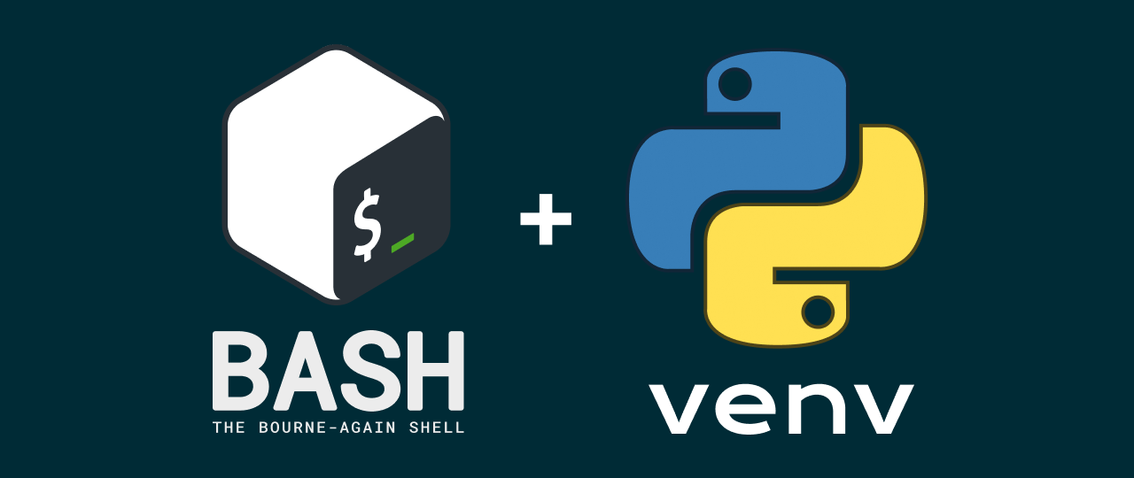 Illustration showing the Bash logo and the Python logo